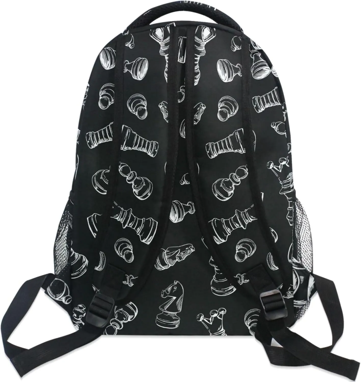 Backpack Black Chess Bookbag Daypack Travel Hiking Camping School Laptop Bag