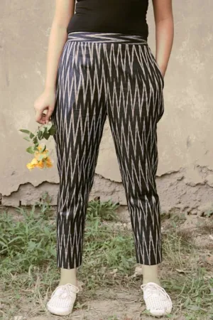 Black Travelling Ikkat Pants