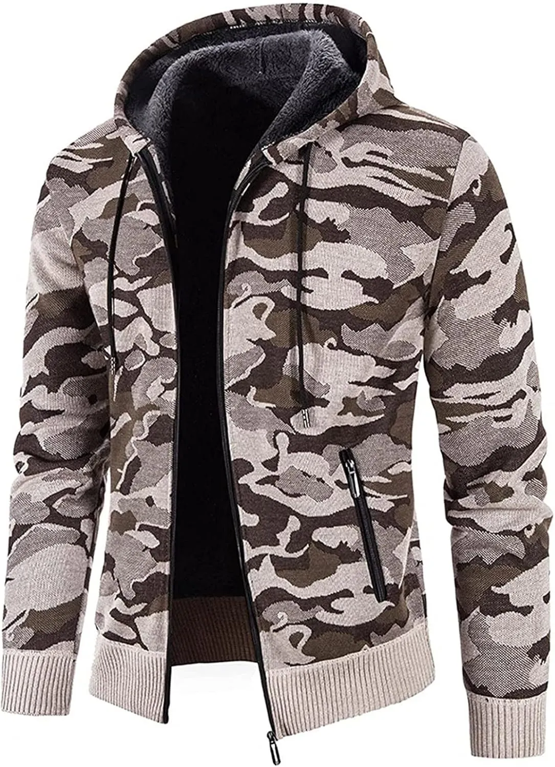 DuDubaby Men Sweatshirt Hoodie Fashion Long Sleeve Warm Solid Color Hooded Jackets Thermal Trendy Tops