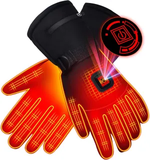 Electric Rechargeable Battery Power Waterproof Touchscreen Heated Gloves for Men Women, 3 Heating Temperature Adjustable Thermal Gloves for Skiing Hunting Fishing Camping Cycling
