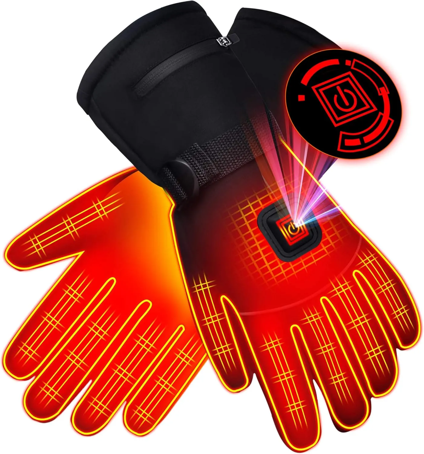 Electric Rechargeable Battery Power Waterproof Touchscreen Heated Gloves for Men Women, 3 Heating Temperature Adjustable Thermal Gloves for Skiing Hunting Fishing Camping Cycling