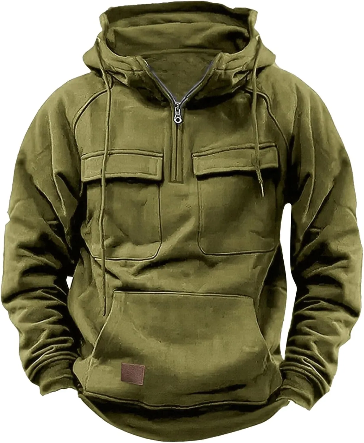 Men Tactical Sweatshirt Quarter Zip Cargo Pullover Hoodies Workout Gym Sports Running Outdoor Winter Jackets