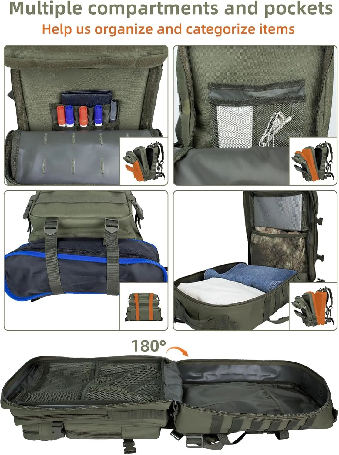 RooPoke Army Tactical Backpack 45L Large Military