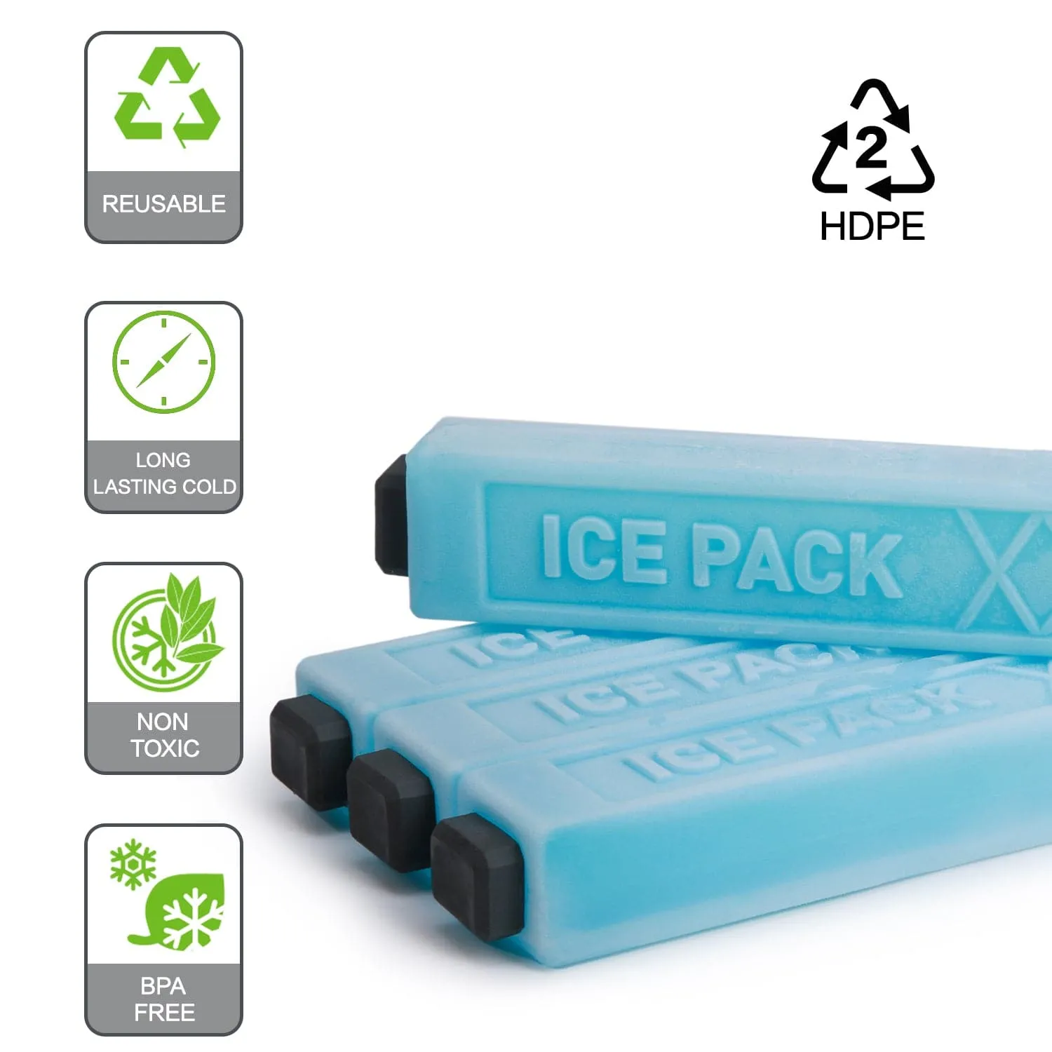 TOURIT 4 Pack Reusable Ice Packs for Coolers Long Lasting Cooler Ice Packs for Cooler Bag, Lunch Bags/Box, Cooler Backpacks, Knee Injuries, Back Pain Relief, Blue