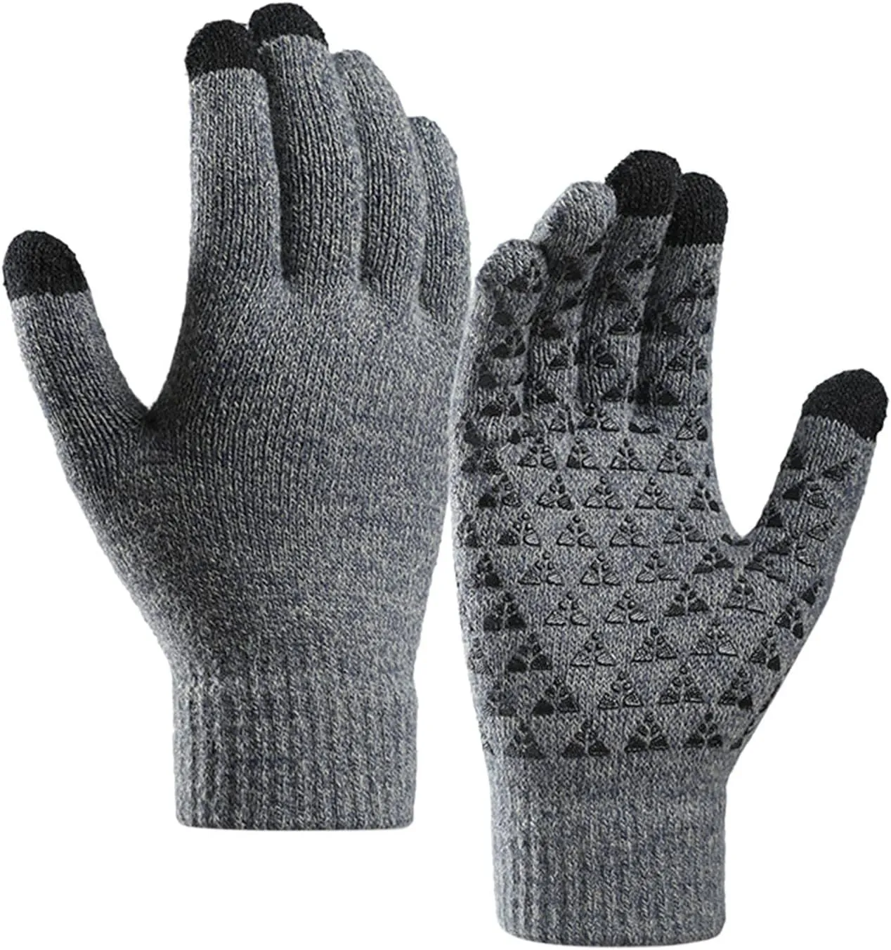 Winter Gloves Men,Thermal Knit Lining Full Fingers Touch Screen Warmers Gloves for Driving Cold Weather Hiking Kids