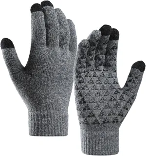 Winter Gloves Men,Thermal Knit Lining Full Fingers Touch Screen Warmers Gloves for Driving Cold Weather Hiking Kids