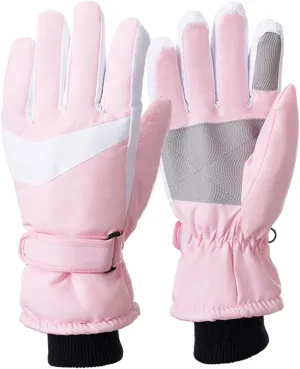 Winter Gloves,Full Fingers Touch Screen Thermal Fleece Lining Fleece Gloves for Hiking Cold Weather Kids Driving
